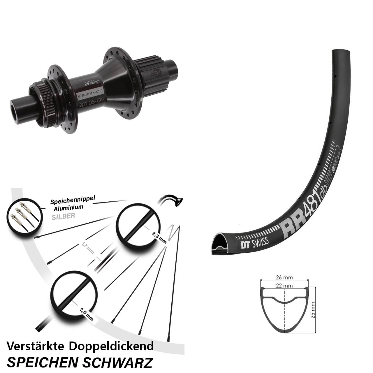 DT Swiss RR481 DT Swiss 370 Hybrid 28 Zoll Disc Laufrad 12x142 Shimano Micro Spline