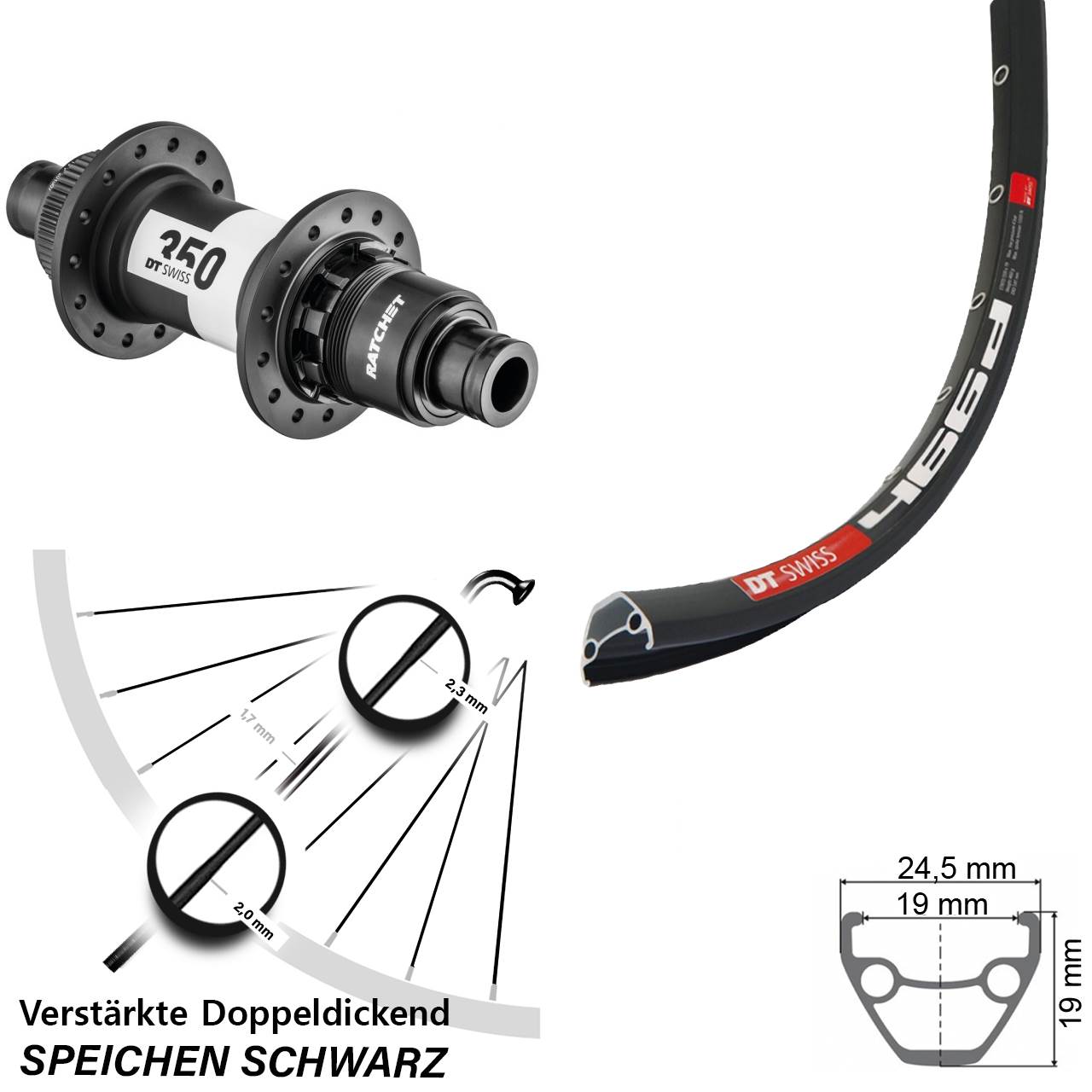 Disc Laufrad 12x142 28 Zoll DT Swiss 466-350 SRAM XD Centerlock XD