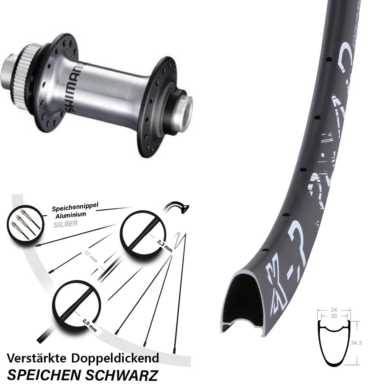 KX-R Road Shimano HB-RS770 29 Zoll Vorderrad Centerlock 12x100