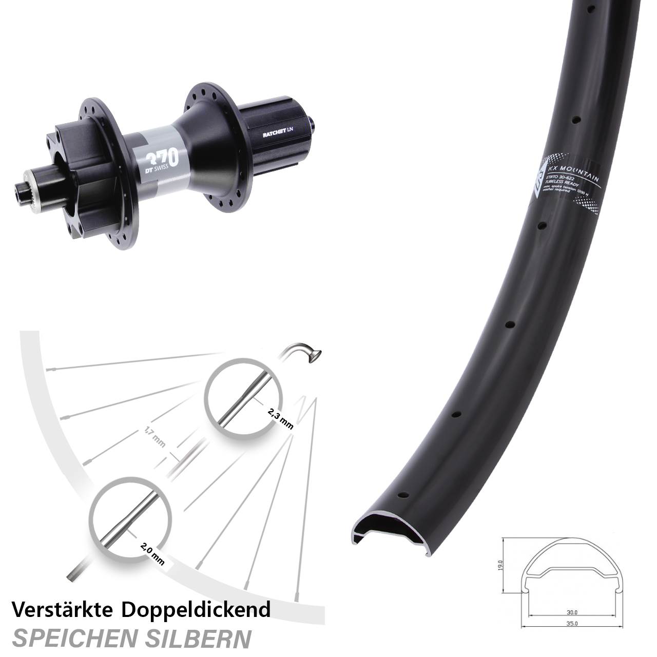 KX Mountain DT Swiss 370 29 Zoll Disc Laufrad QR 8-11 fach