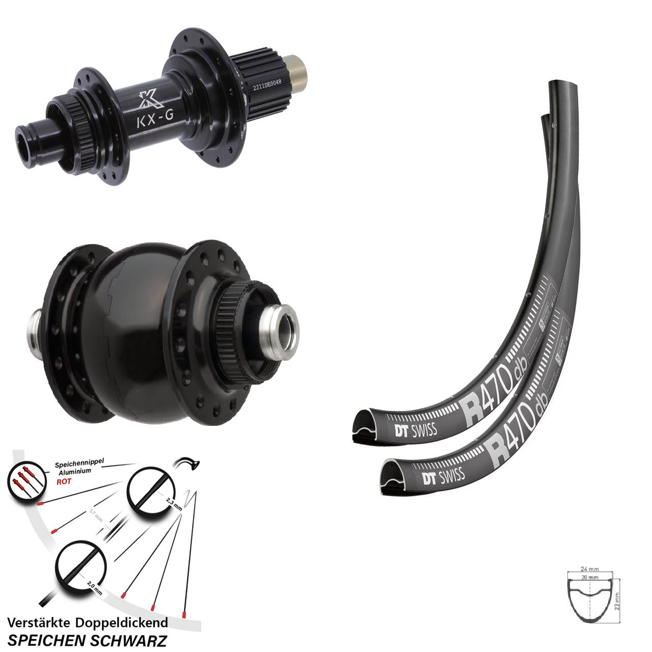 Disc Laufradsatz 28 Zoll DT Swiss R470 KX-G Steckachse SONdelux Micro Spline 12x100/142