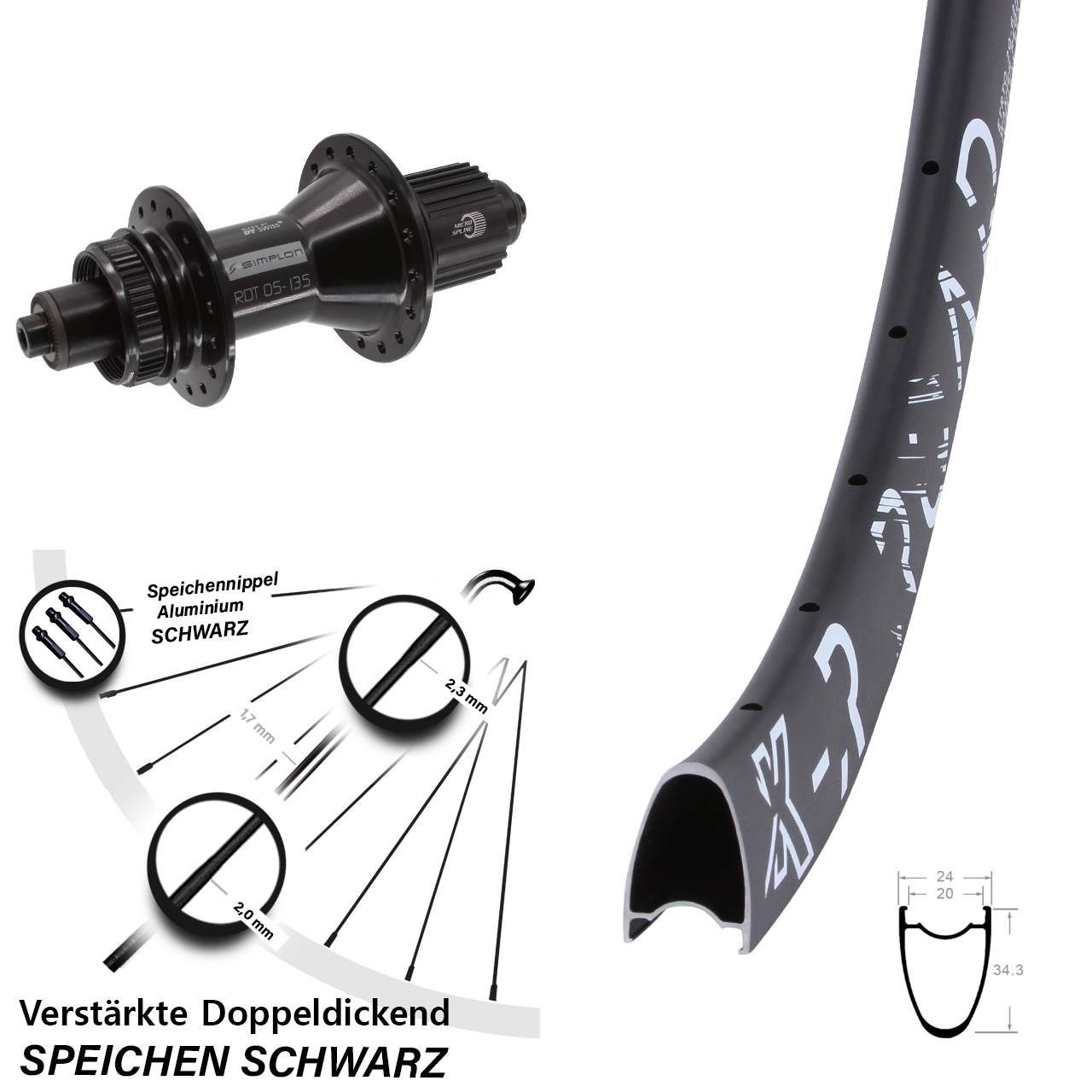 KX-R Road DT Swiss 370 Hybrid 28 Zoll Hinterrad Centerlock QR Micro Spline