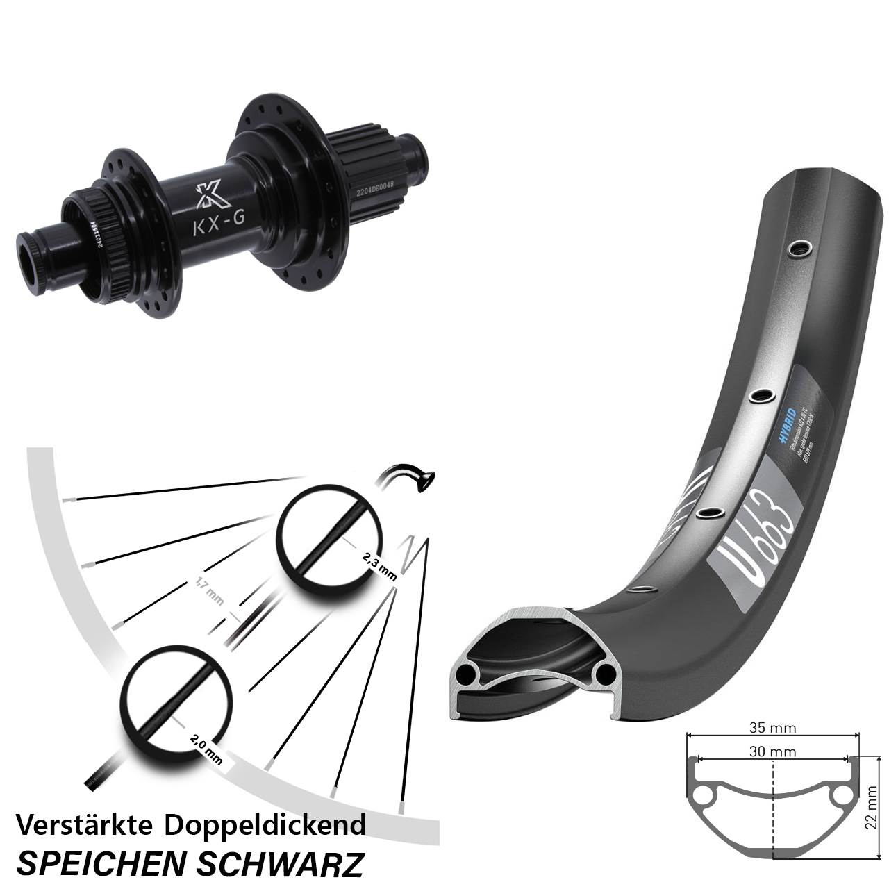 DT Swiss U663 KX-GS Heavy Duty 20 Zoll Centerlock Hinterrad 12x142 Shimano Micro Spline