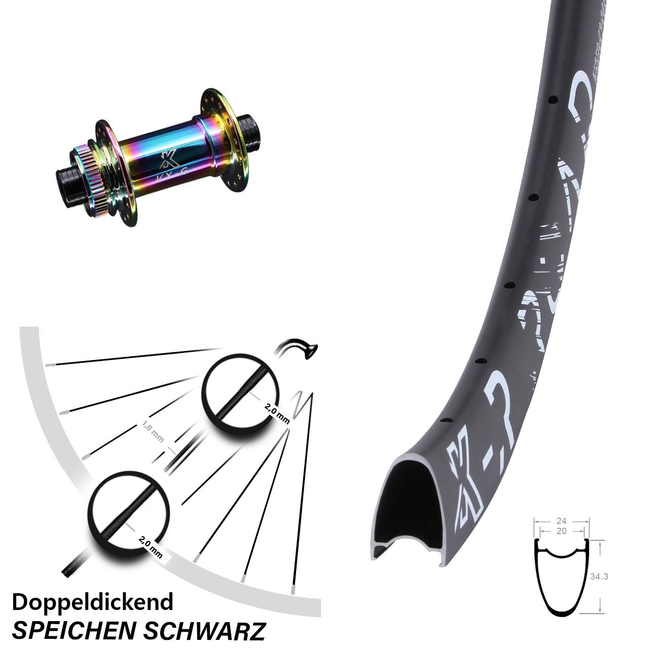 KX-GR Road Oilslick 28 Zoll Disc Laufrad 12x100