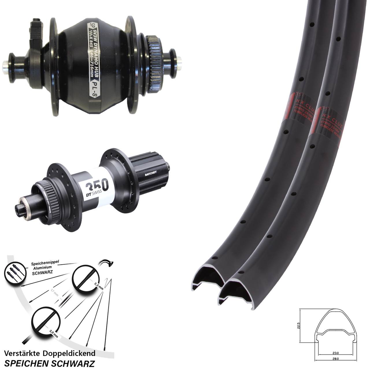 KX Clue DT Swiss 350 Shutter PL-8 27,5 Zoll Laufradsatz Centerl. QR 8-11 fach