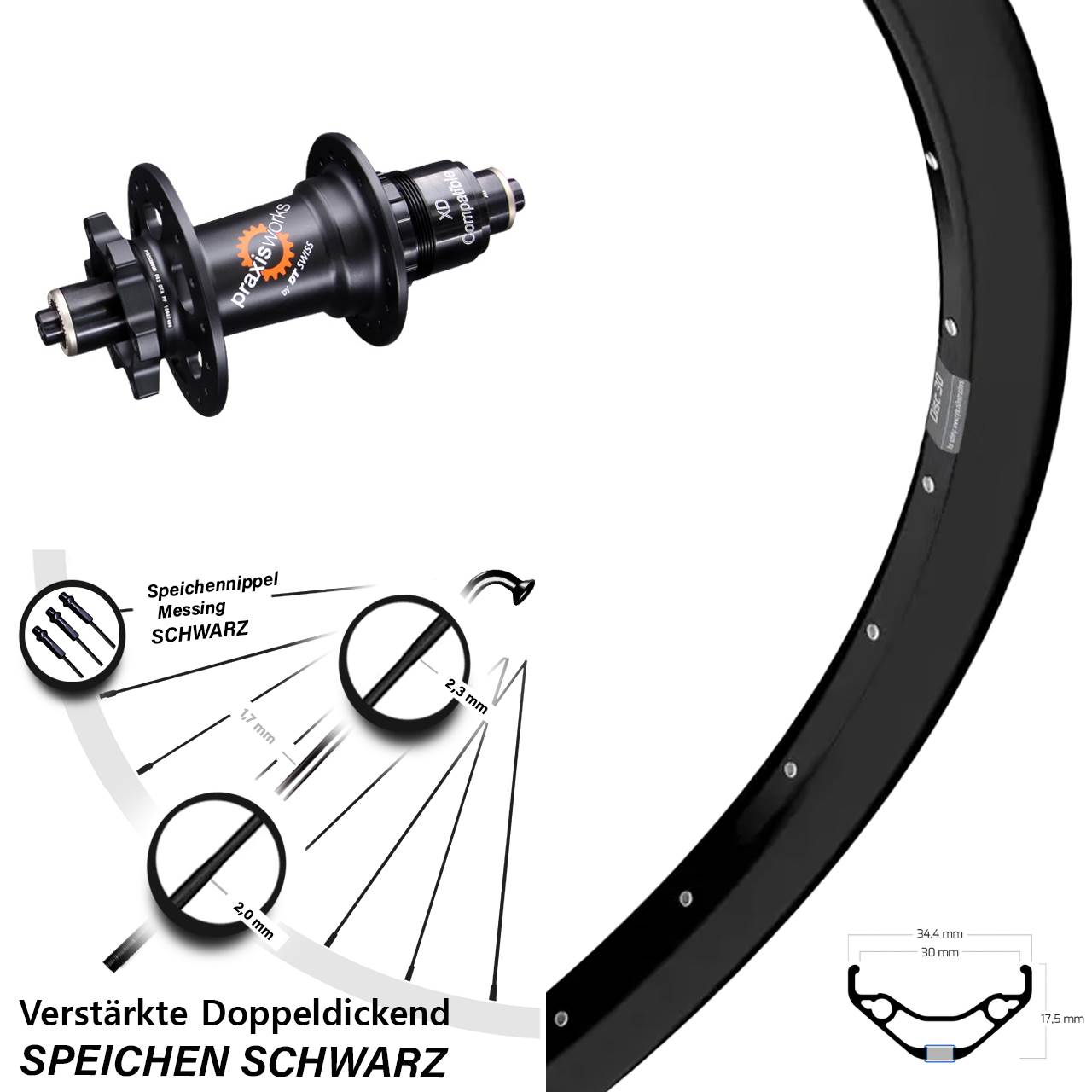 Hinterrad 29 Zoll Ryde Disc 30 DT Swiss 350 SRAM XD QR