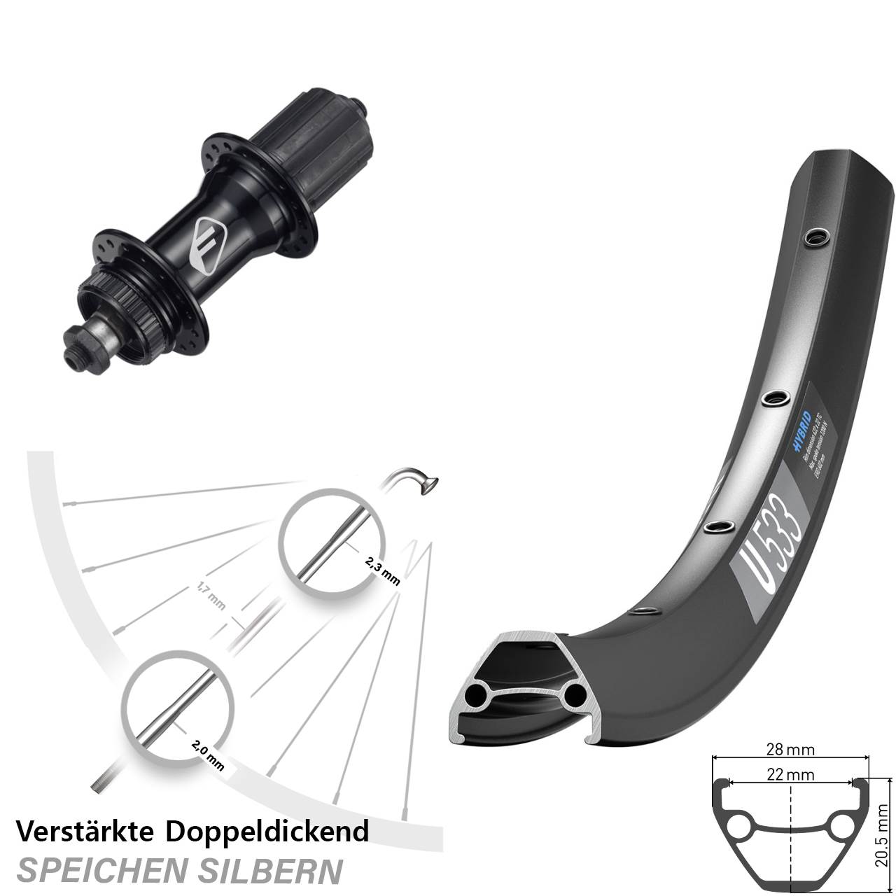 Hinterrad Centerlock 29 Zoll DT Swiss U 533 Formula CL-52 8-11 fach HG für Schnellspanner