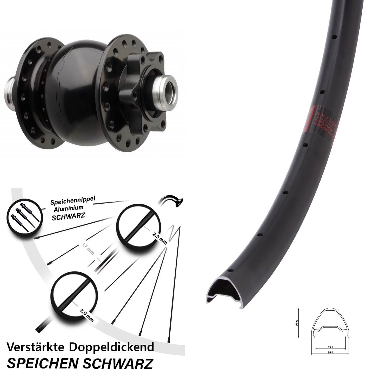 Boost Disc Dynamo-Vorderrad 12x110 SON 28 Zoll KX Clue