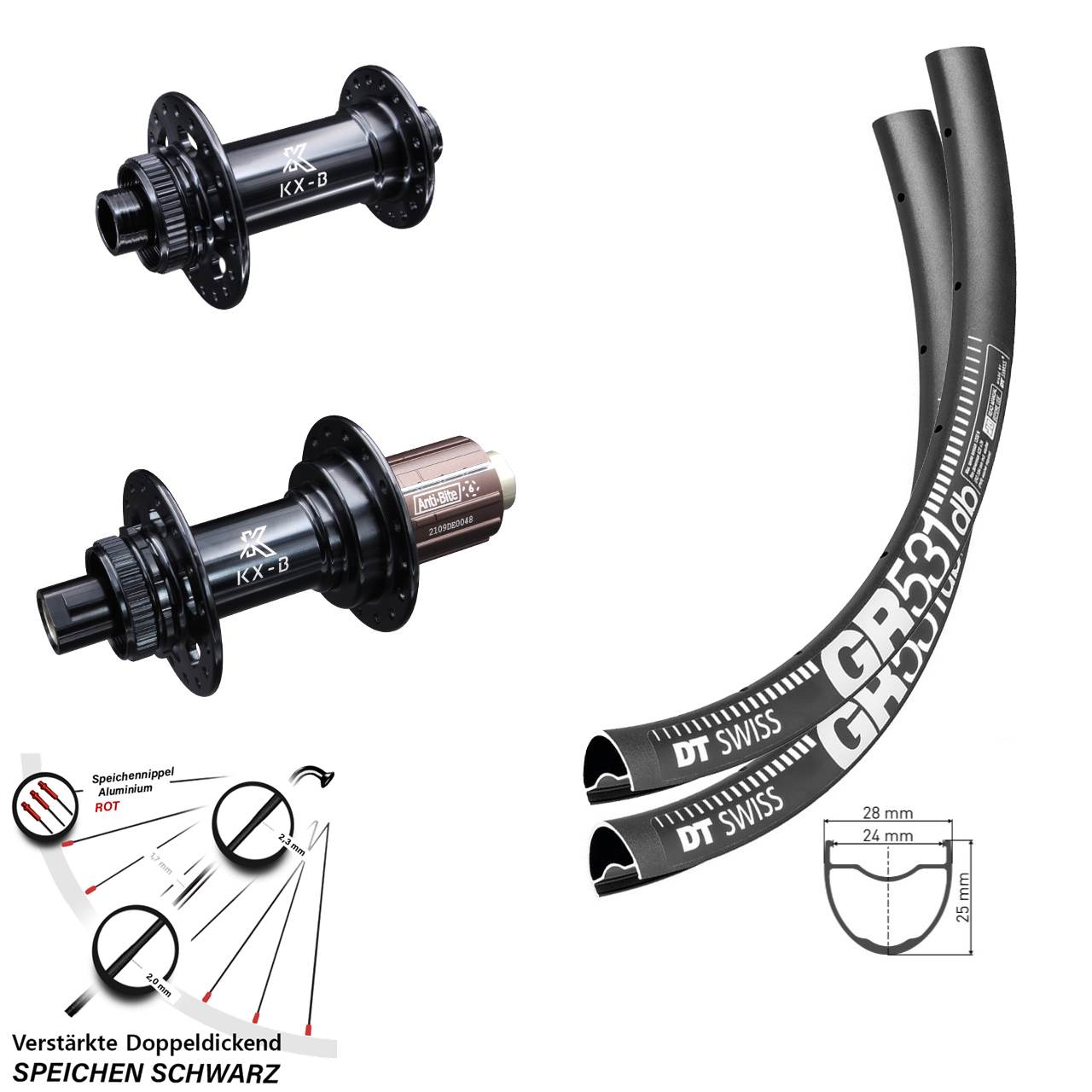 DT Swiss GR 531 Laufradsatz Gravel Boost KX-B 12x110/148 mm 28 Zoll Bikepacking