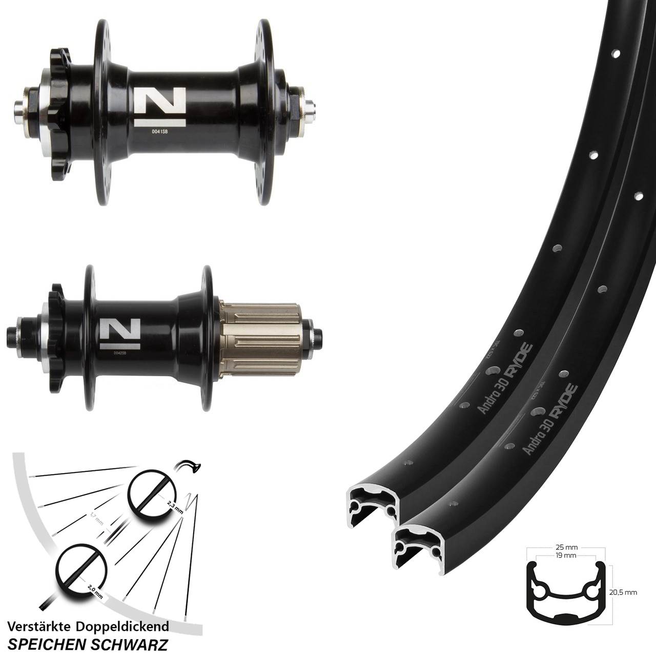 Ryde Andra 30 Novatec D-041 D-042SB 28 Zoll Disc Laufradsatz QR 8-11 fach HG