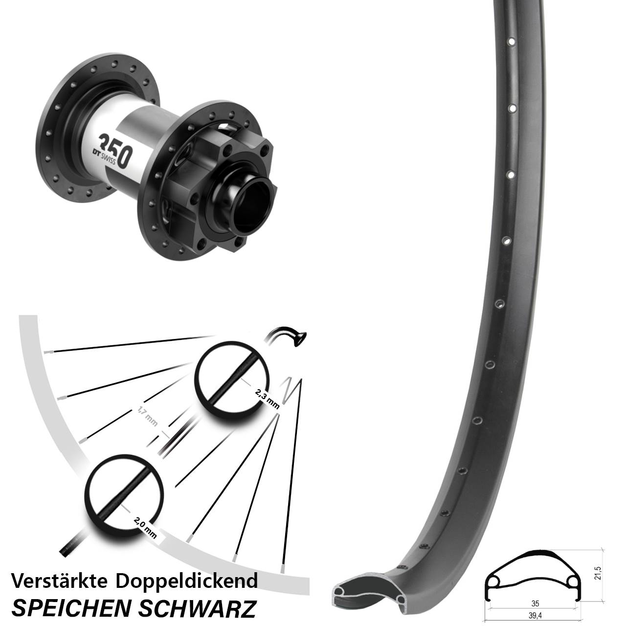 29 Zoll Ambrosio E35 DT Swiss 350 Disc Laufrad 20x110 Boost