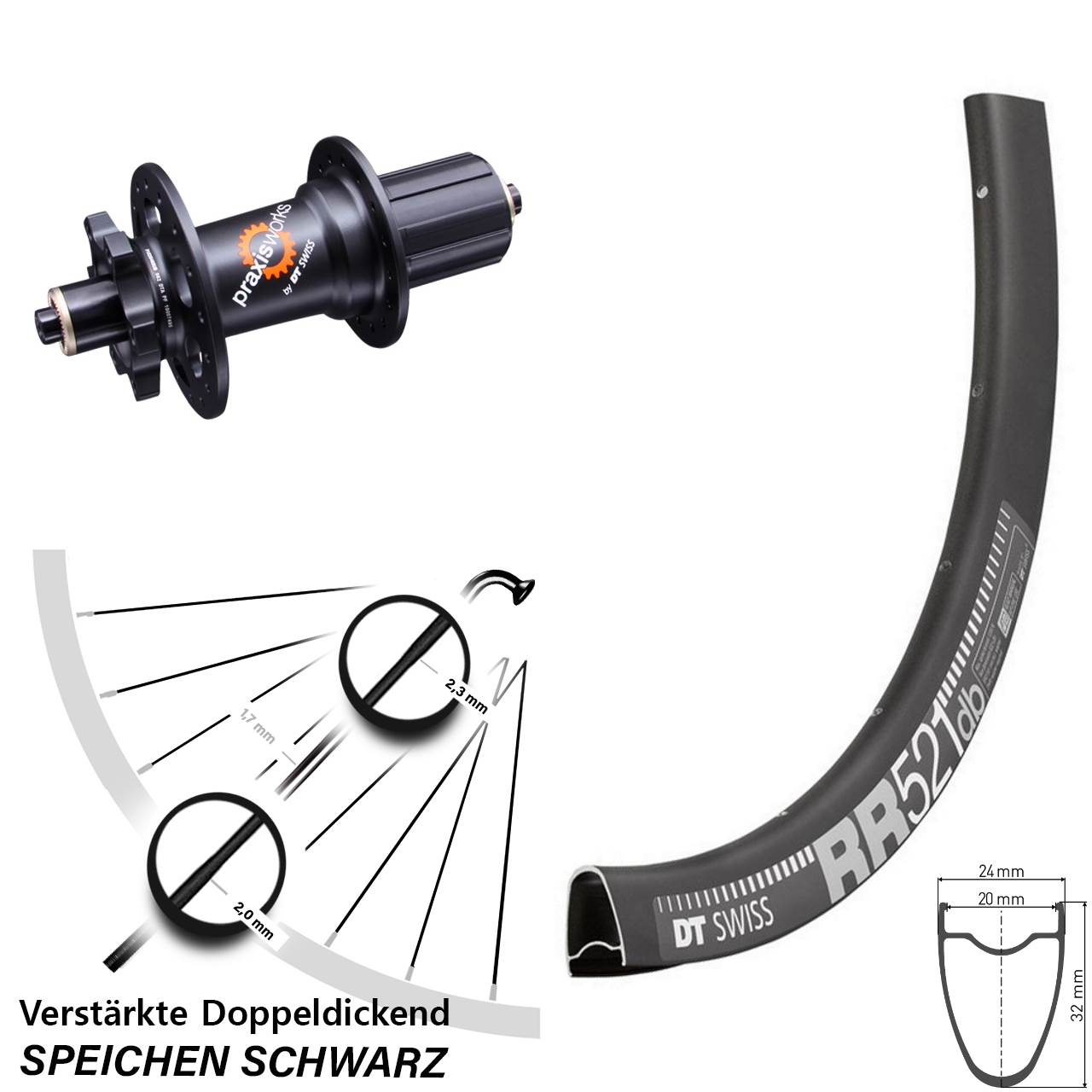 Disc Hinterrad 28 Zoll DT Swiss RR 521 350 6-Loch 5x135 HG 8-11 fach QR