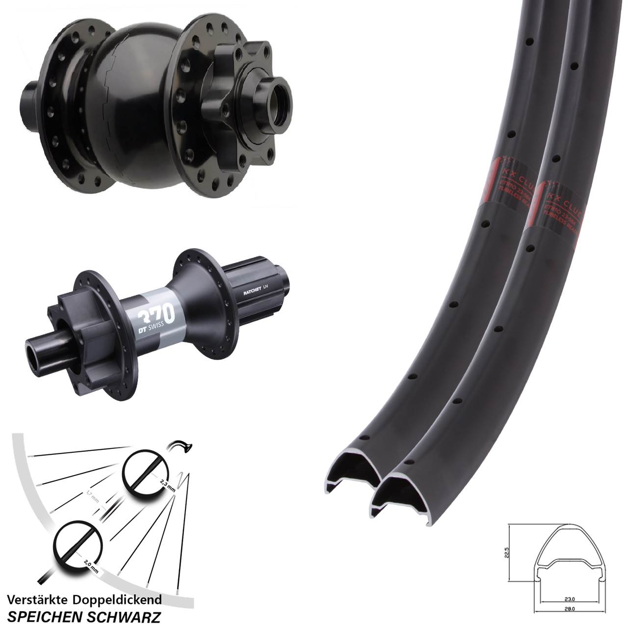 Disc Laufradsatz 28-29 Zoll KX Clue DT Swiss 370 SON 28 8-11 fach 15x110 12x148 Boost