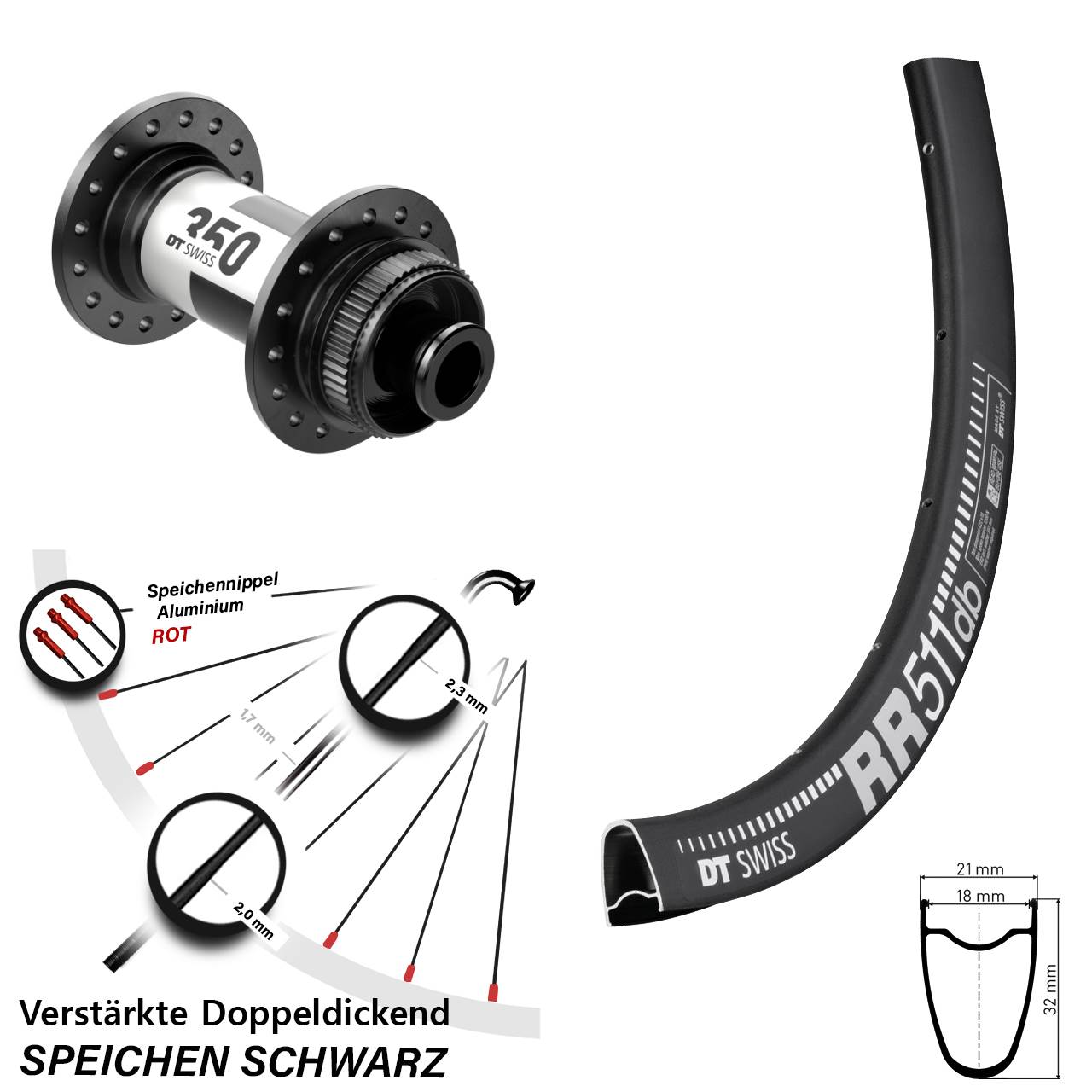 Centerlock Vorderrad 12x100 28 Zoll DT Swiss RR511 DT Swiss 350 Road