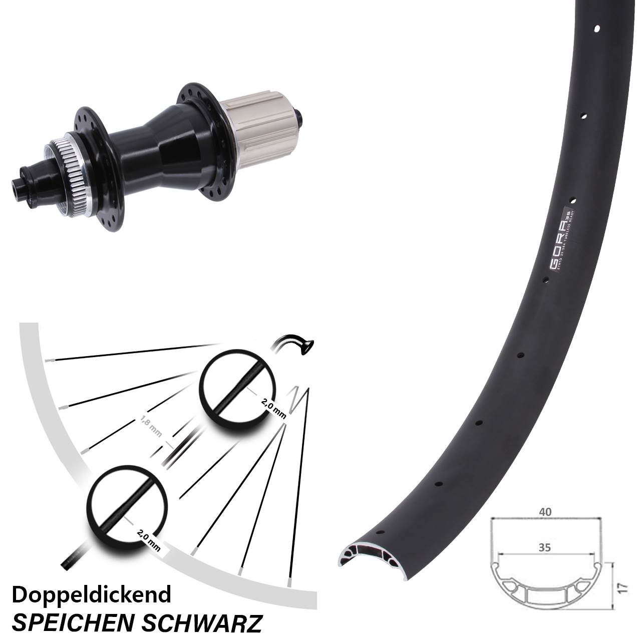 Hinterrad 27,5 Zoll Gora 35 Novatec 8-12 fach