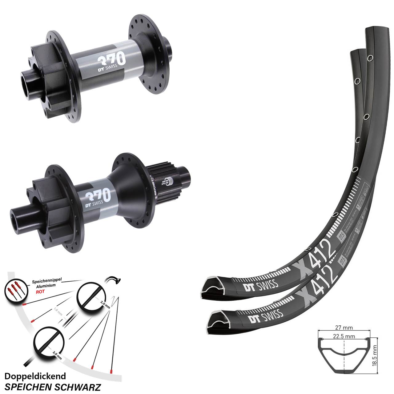 6-Loch Laufradsatz 15x110 12x148 29 Zoll DT Swiss X 412 370 Shimano Micro Spline