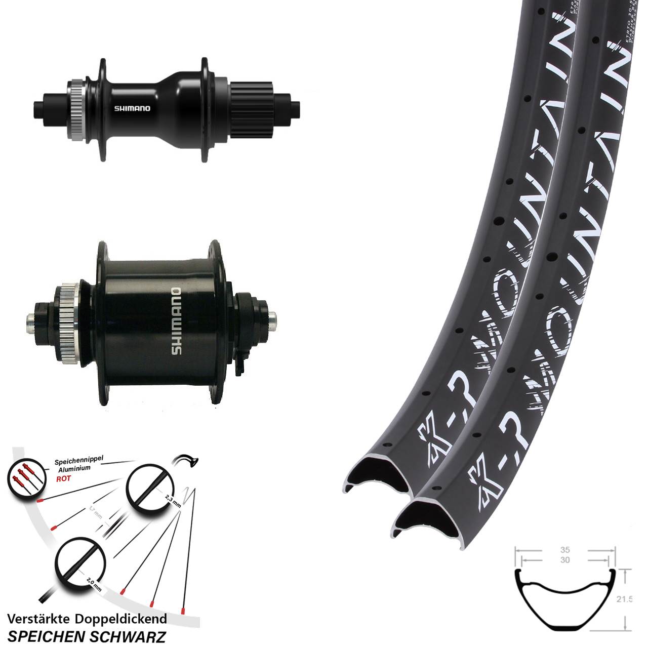 27,5 Zoll KX-R Mountain Shimano DH-UR700 FH-QC500-MS Laufradsatz Disc QR Micro Spline