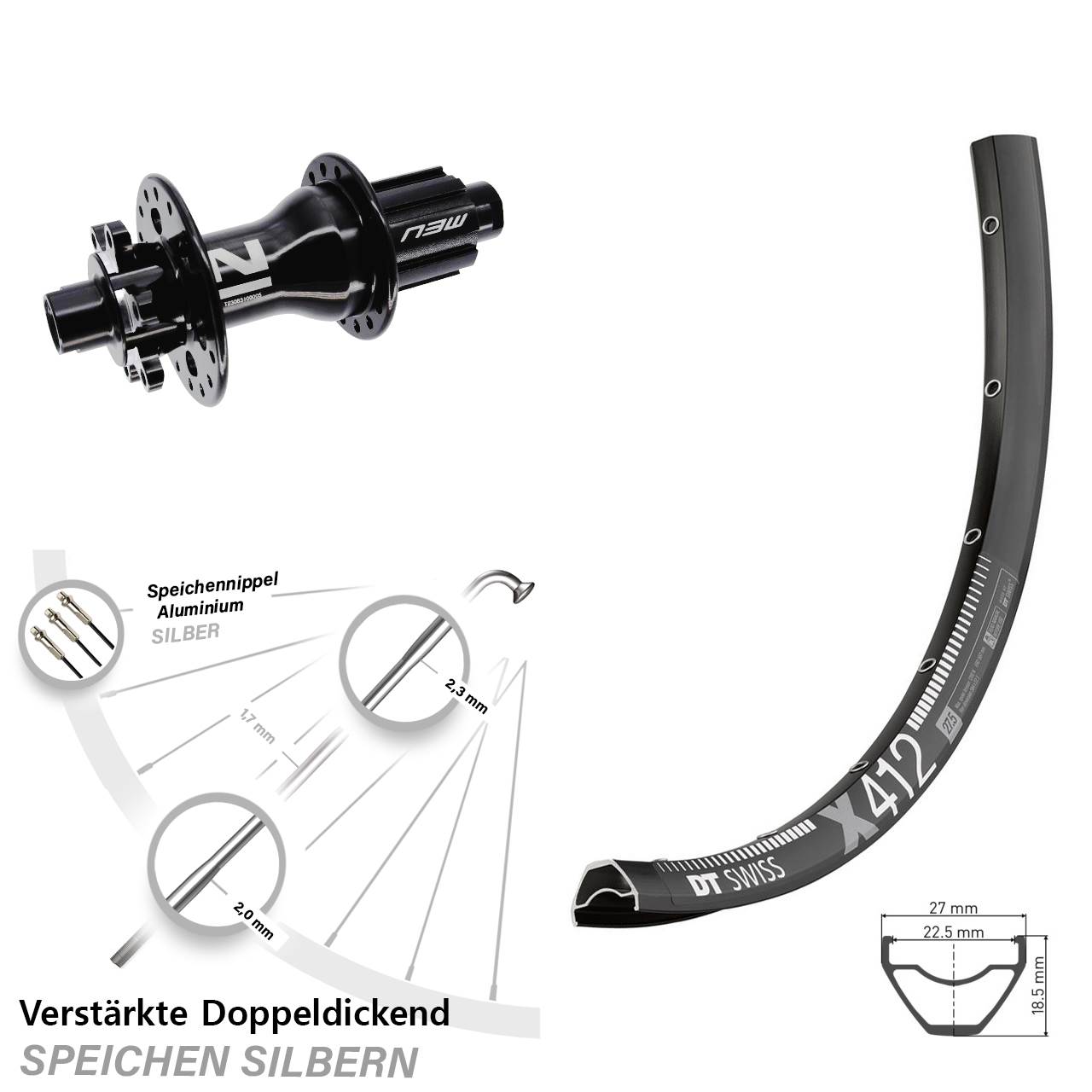 6-Loch Hinterrad 12x142 29 Zoll DT Swiss X 412 Novatec D792 Campagnolo N3W