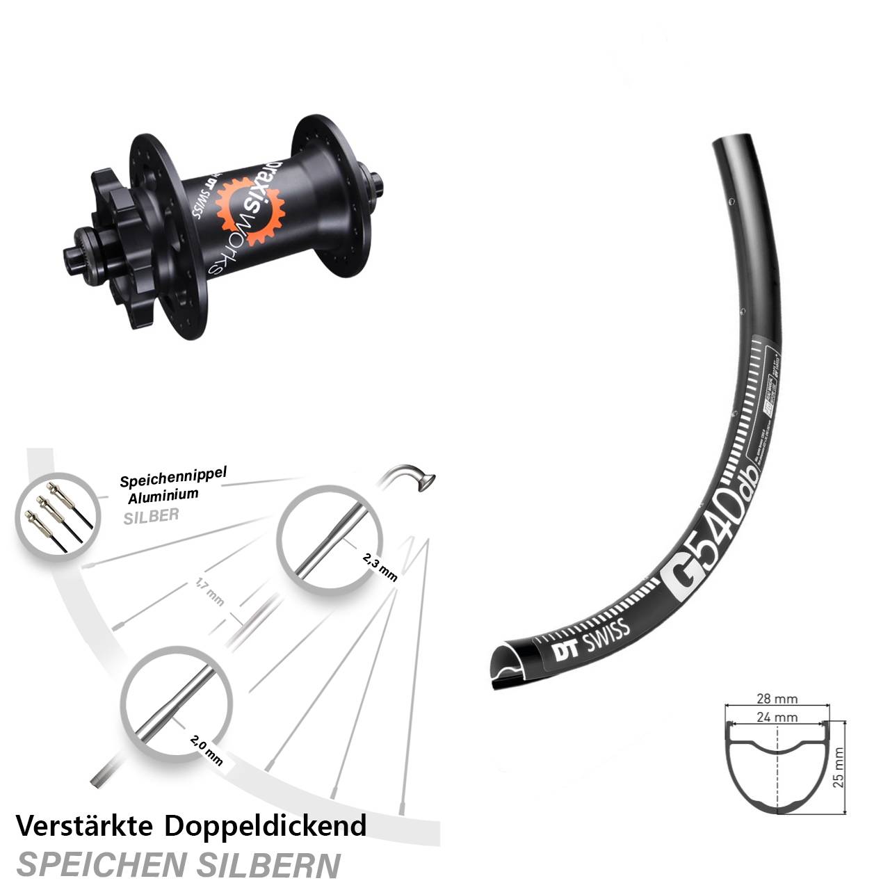 28-29 Zoll G540 DT Swiss 350 Disc Laufrad für Schnellspanner
