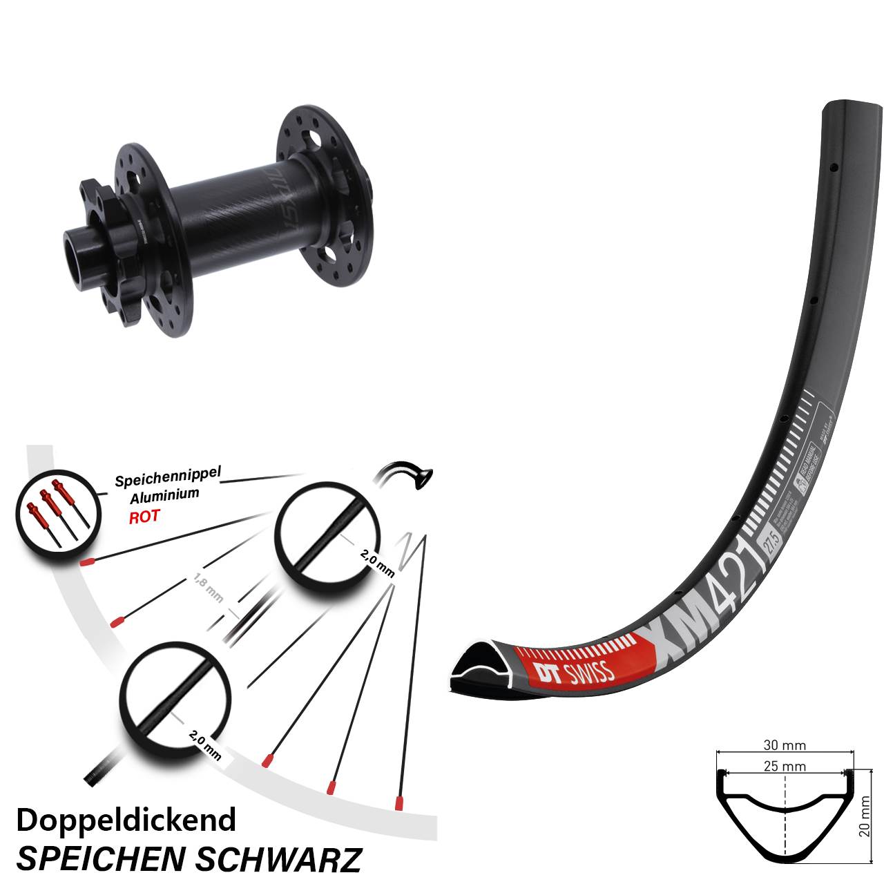 Boost Disc 29 Zoll Vorderrad 15x110 DT Swiss XM421 Bear Pawls