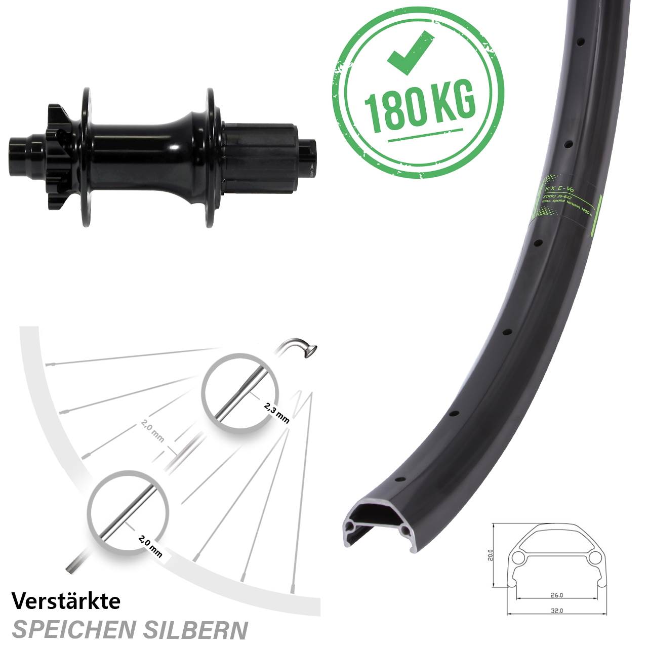 KX Evo Formula ECT-148S 27,5 Zoll 6-Loch Hinterrad 12x148 Boost 8-11 fach HG