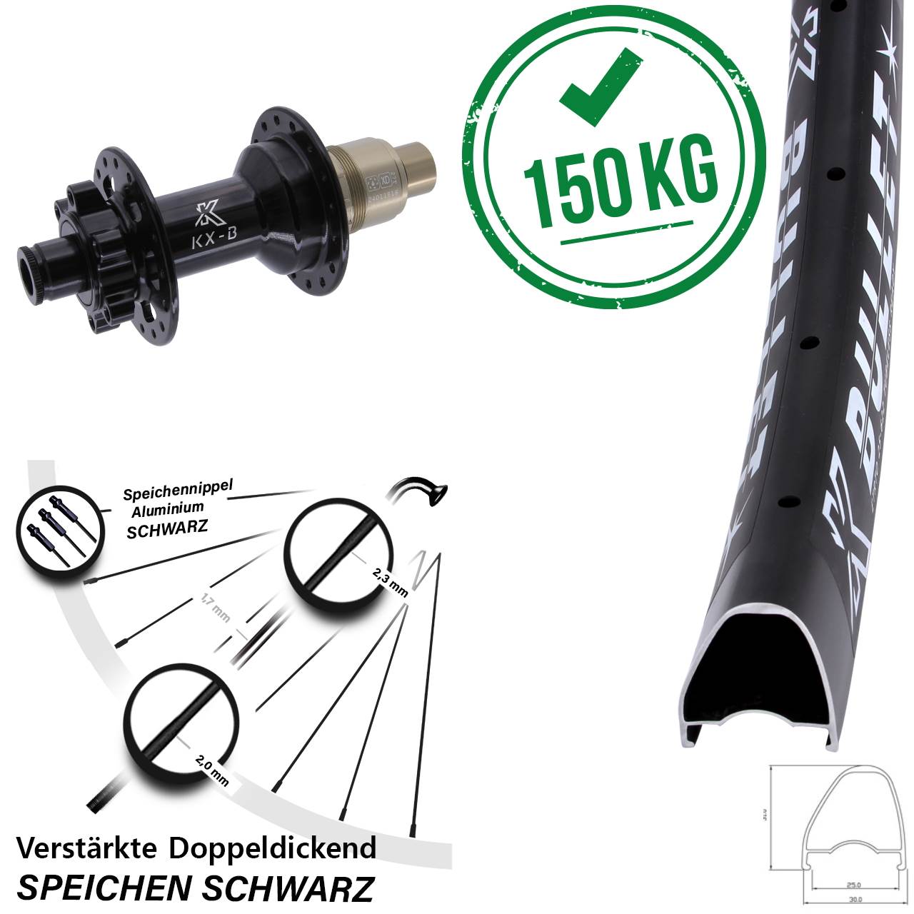 28-29 Zoll KX-Bullet OS Disc Laufrad 12x148 XD