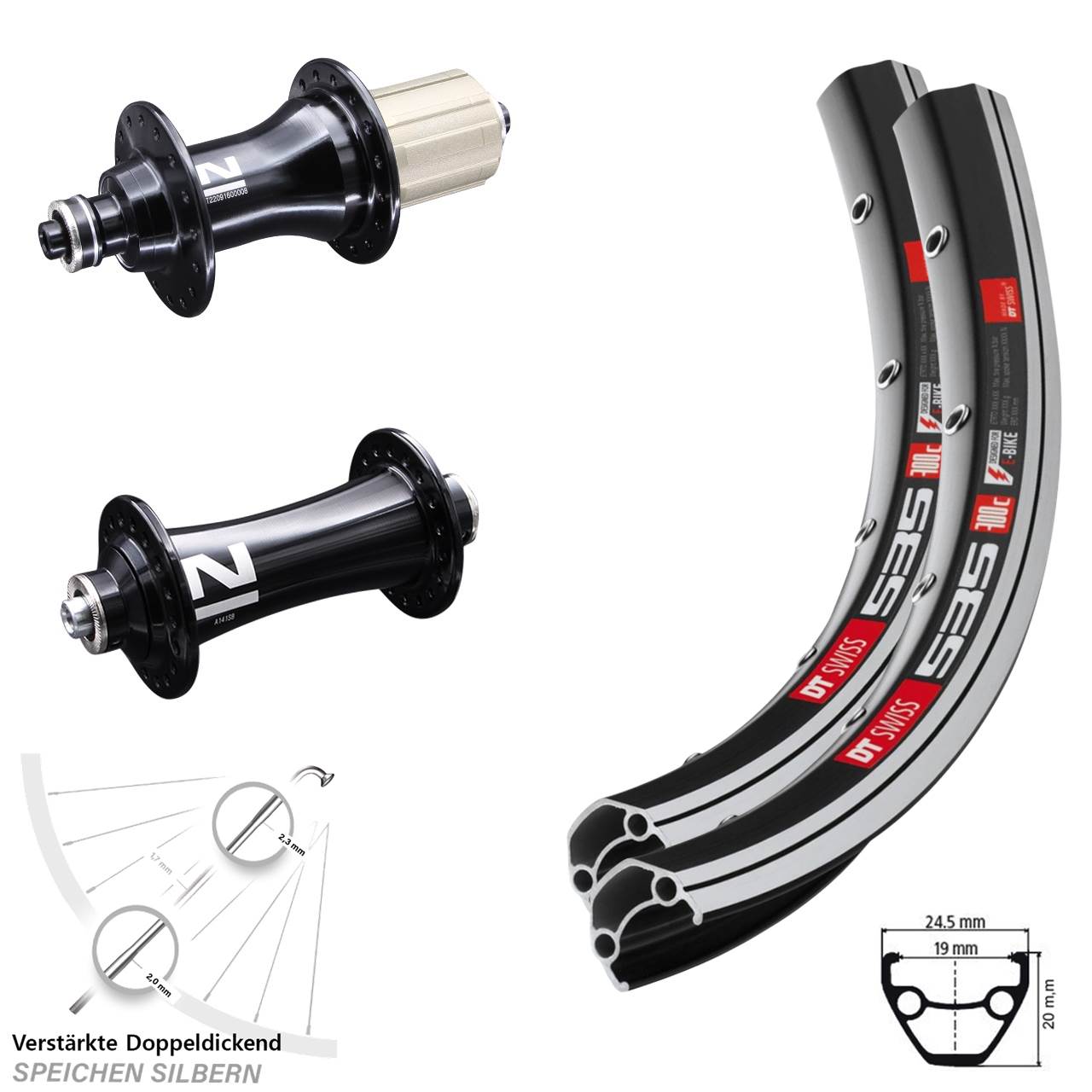 DT Swiss 535 Novatec A141 F162 26 Zoll Laufradsatz QR 8-12 fach