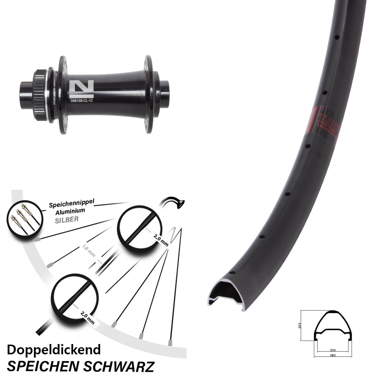 650B KX Clue Novatec D981 Disc Laufrad 12x100