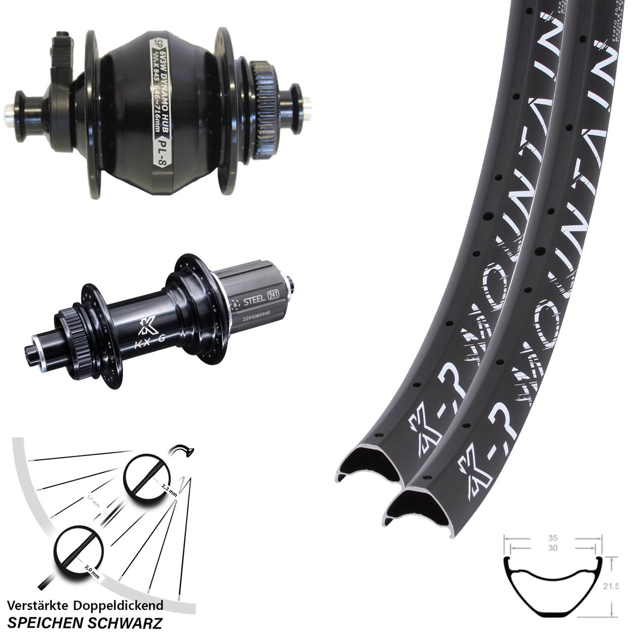 29 Zoll KX-GSR Mountain verstärkt Shutter PL-8 Centerlock Laufradsatz QR 8-12 fach HG