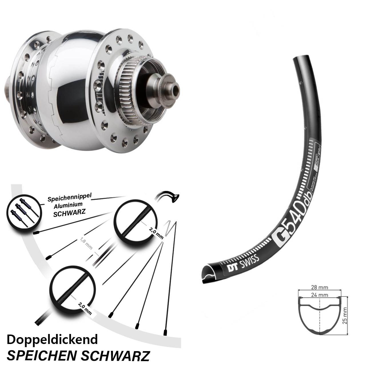 28/29 Zoll Laufrad SON delux Disk Centerlock schwarz DT Swiss G 540