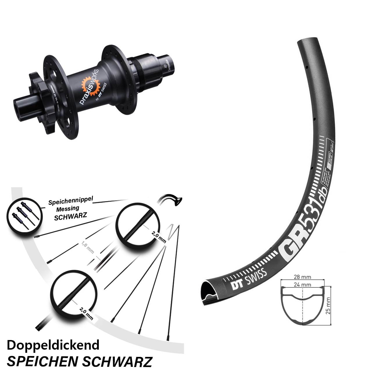 DT Swiss GR531-350 650B Disc Hinterrad 12x142 SRAM XD