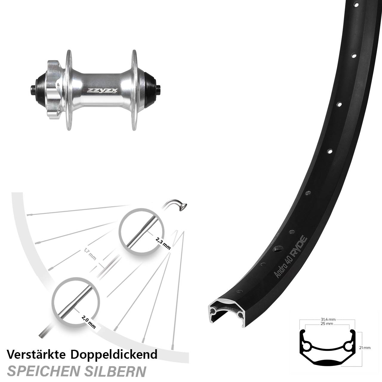 Ryde Andra 40 Formula DC-61 27,5 Zoll Disc Laufrad QR