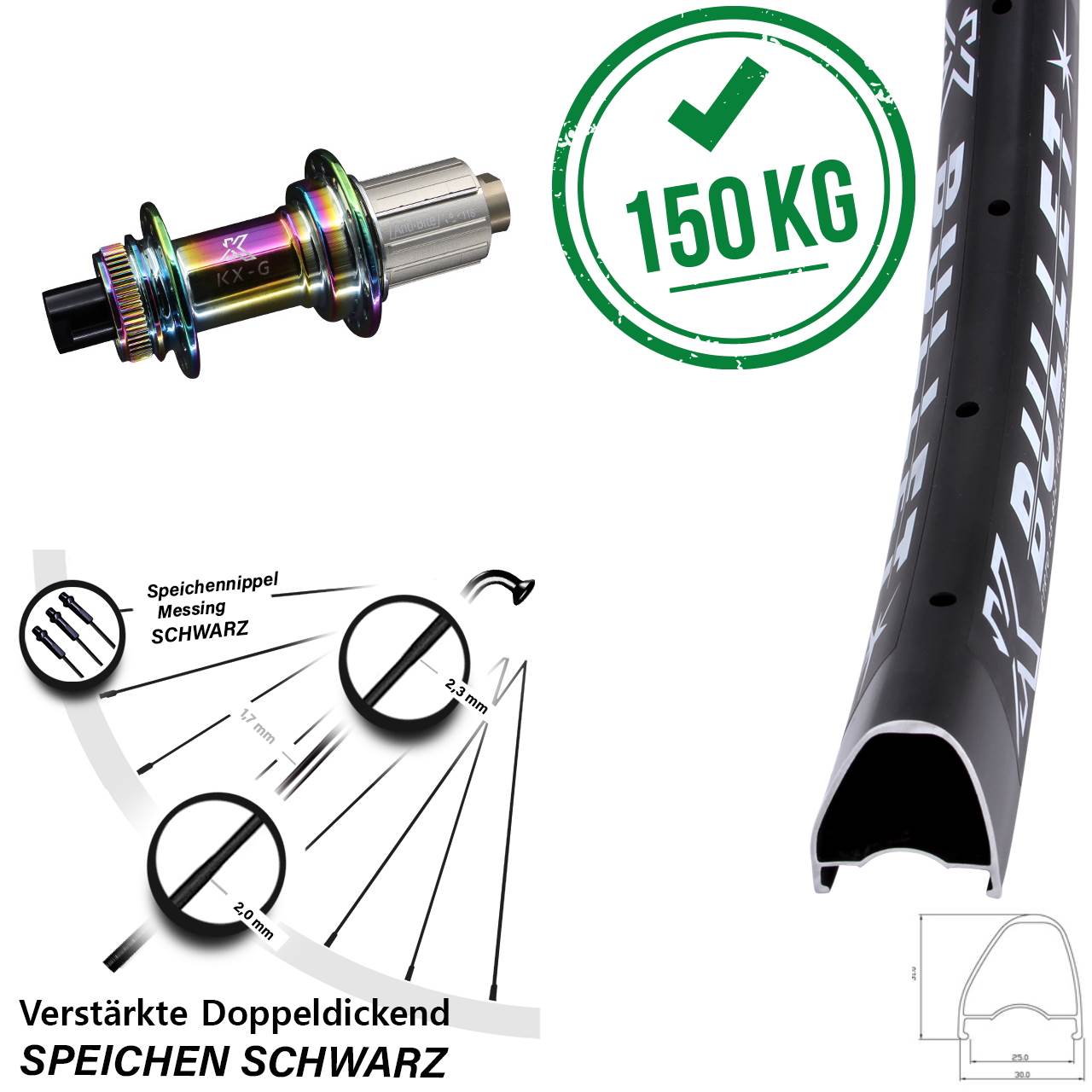 29 Zoll KX-G Bullet OS Oilslick Disc Hinterrad 12x142 8-12 fach HG