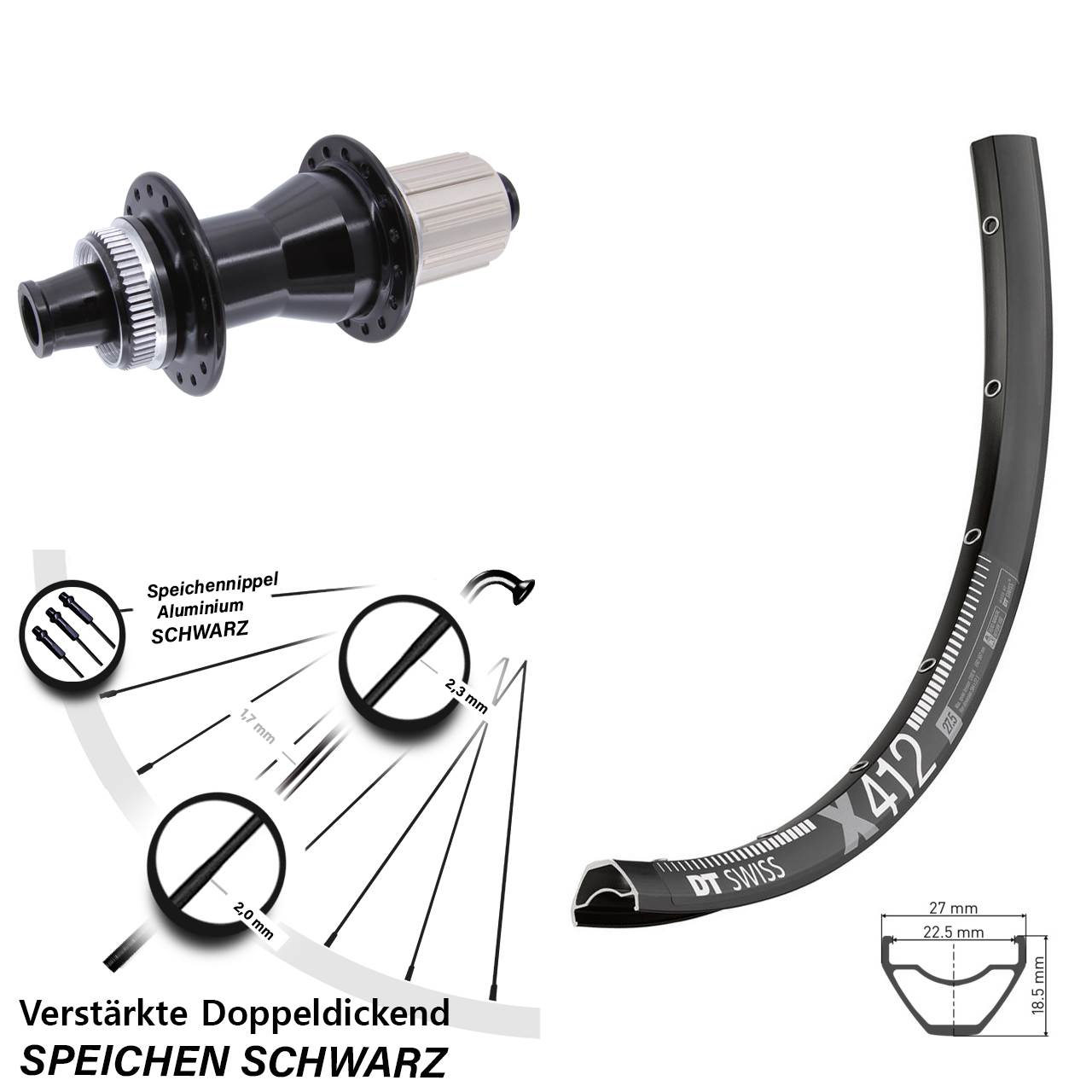 DT Swiss X412 Novatec CL-142 29 Zoll Hinterrad Centerlock 12x142 8-12 fach HG