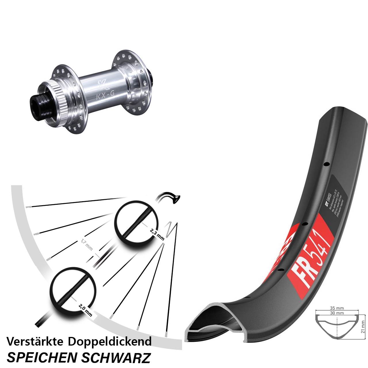 Vorderrad Centerlock 29 Zoll DT Swiss FR 541 KX-G 15x100