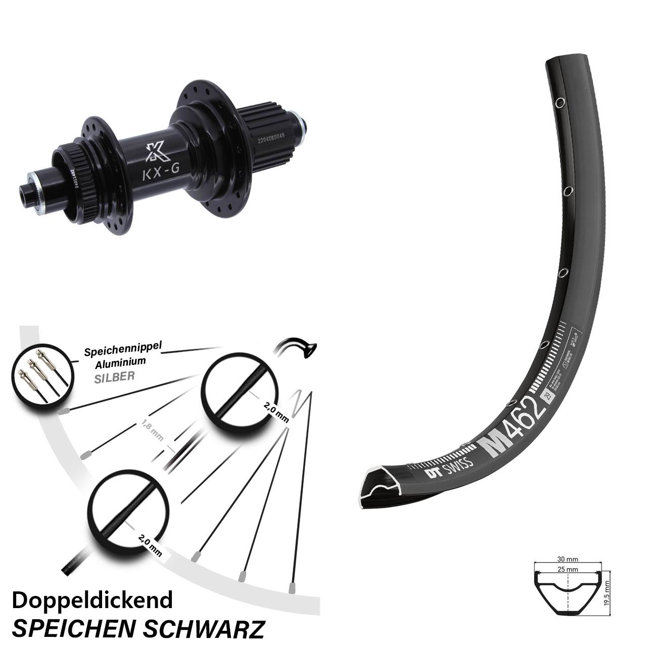 Disc Hinterrad 27,5 Zoll DT Swiss M 462 KX-GS verstärkt Micro Spline QR