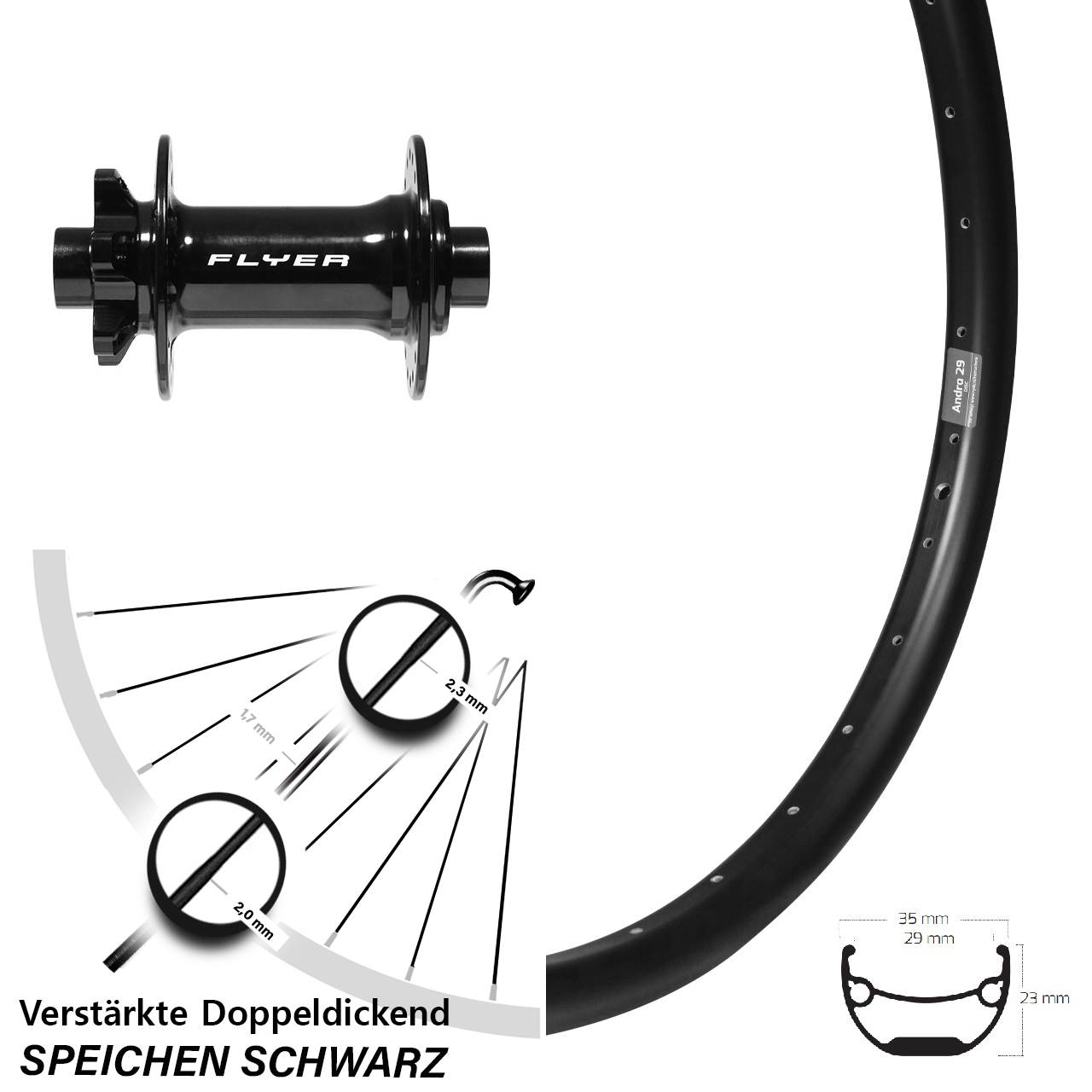 Boost Disc Vorderrad 15x110 27,5 Zoll Ryde Andra 29 Formula DC-711