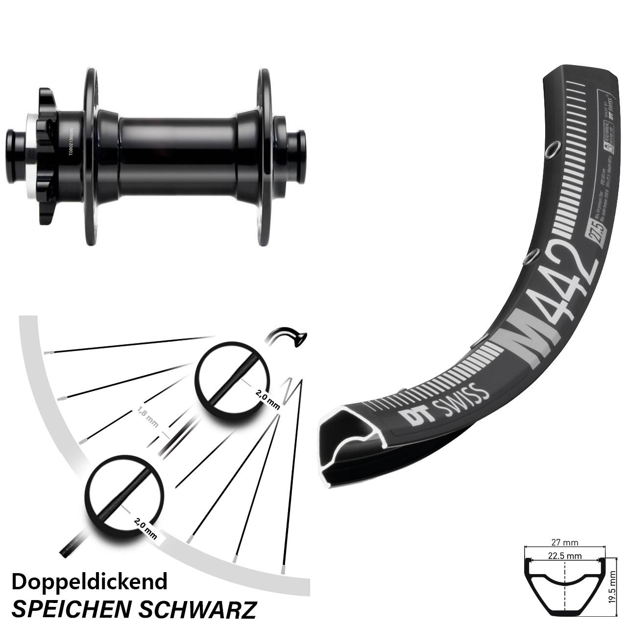 29 Zoll DT Swiss M 442 Novatec D341 Boost Vorderrad 6-Loch 15x110