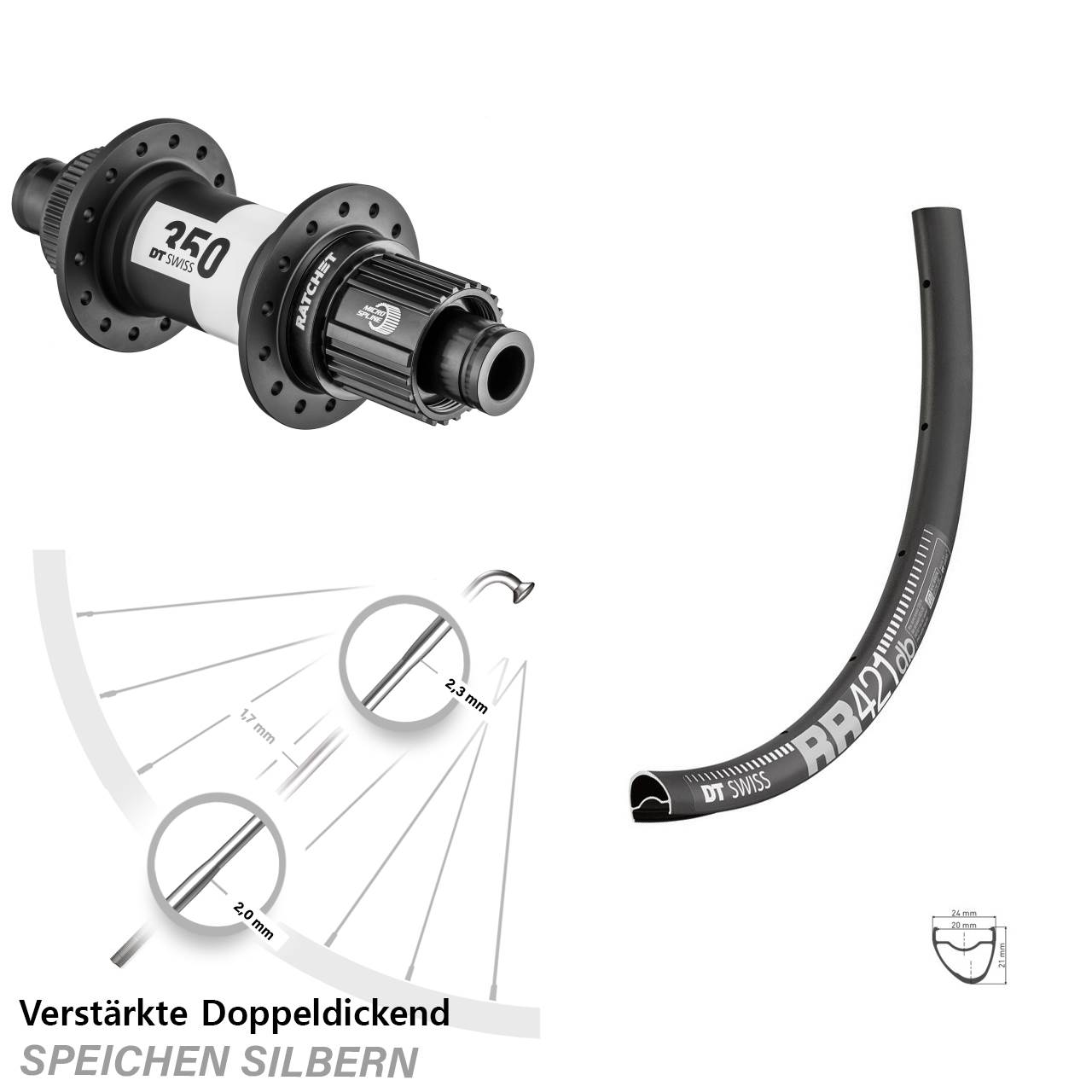 Disc Laufrad 12x142 28 Zoll DT Swiss RR 421-350 Micro Spline