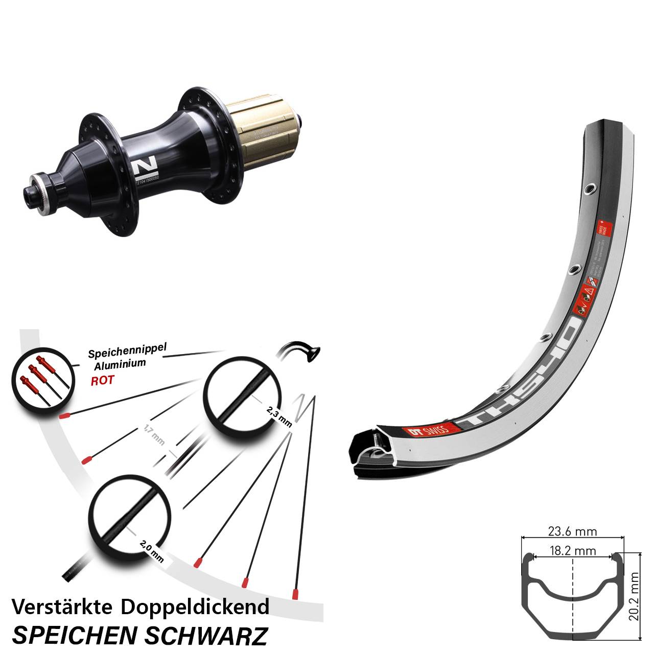 28 Zoll Laufrad DT Swiss TK 540 schwarz Novatec F162SB 8-12 fach 5/135