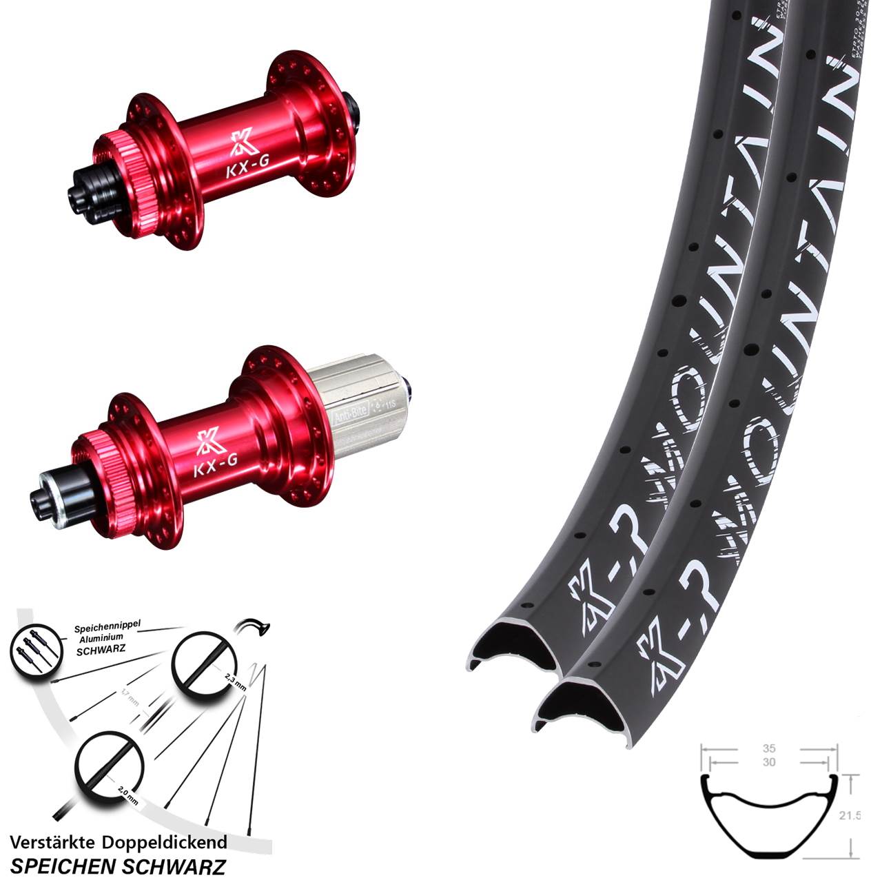 KX-GR Mountain rot 29 Zoll Disc Laufrad-Satz für Schnellspanner 8-12 fach