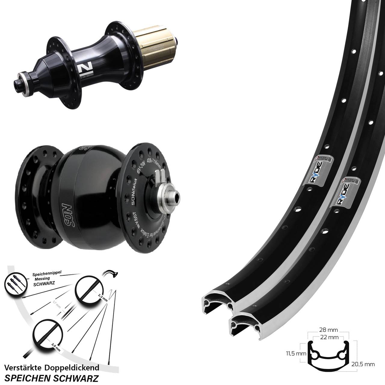 Ryde Andra 35 Novatec F162SB SONdelux wide body 27,5 Zoll Laufradsatz QR 8-12 fach