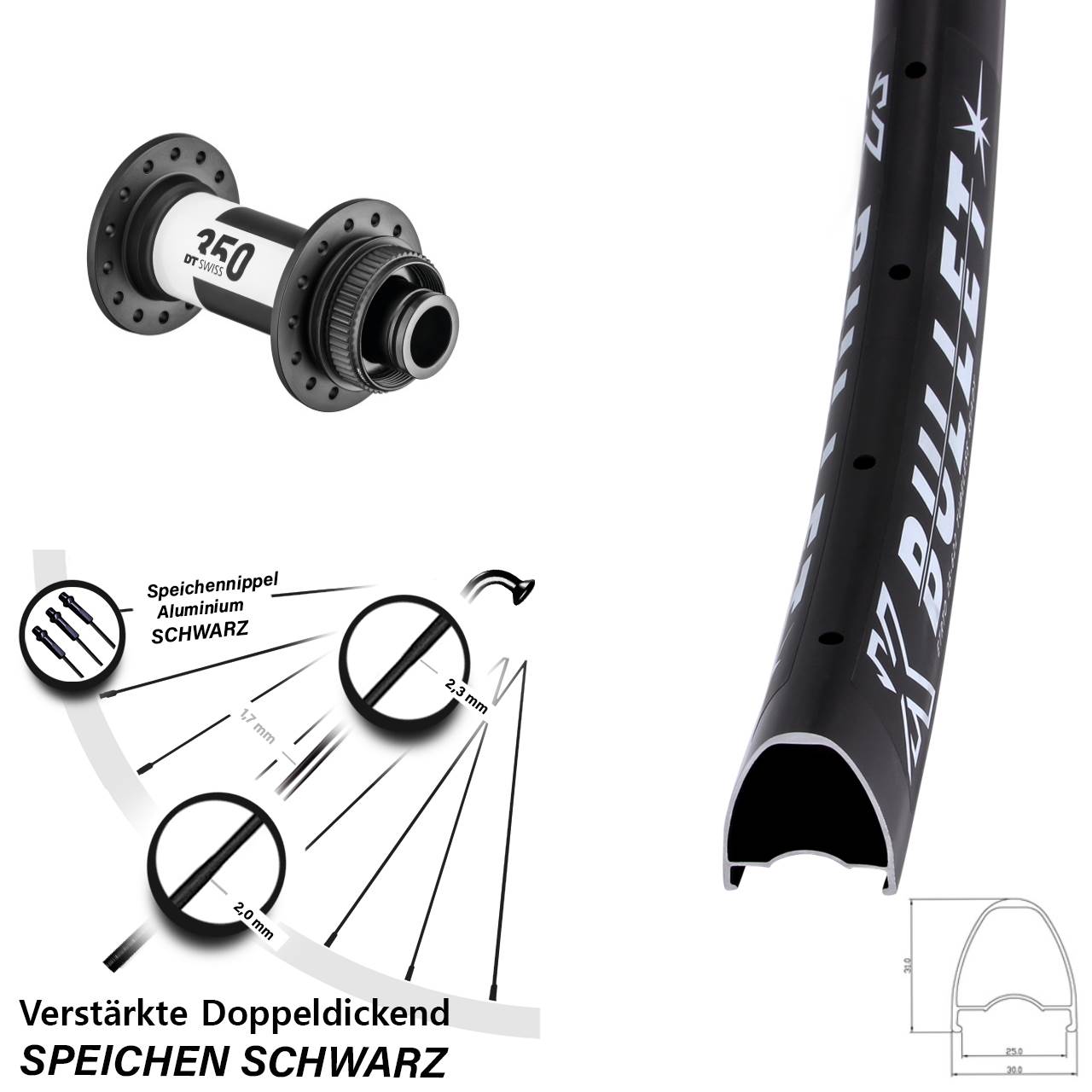 Centerlock Vorderrad 28-29 Zoll KX Bullet DT Swiss 350 15x100