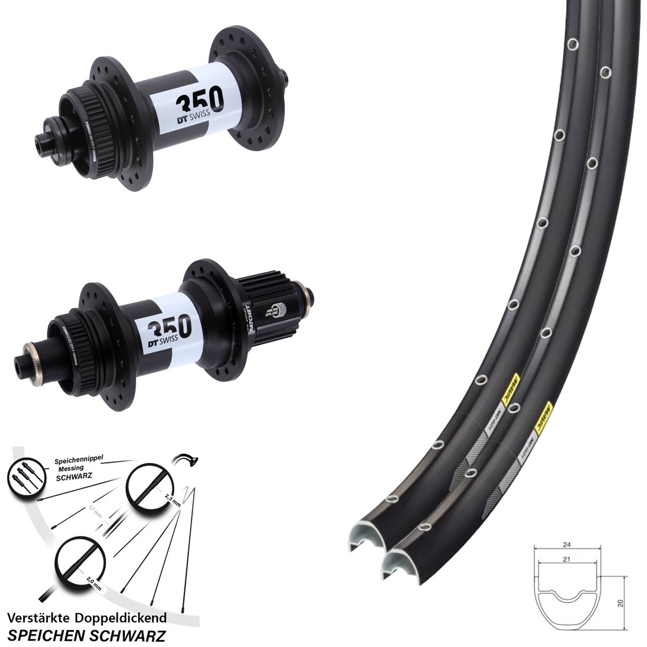 28-29 Zoll Mavic XC621 DT Swiss 350 Disc Laufradsatz QR Shimano Micro Spline