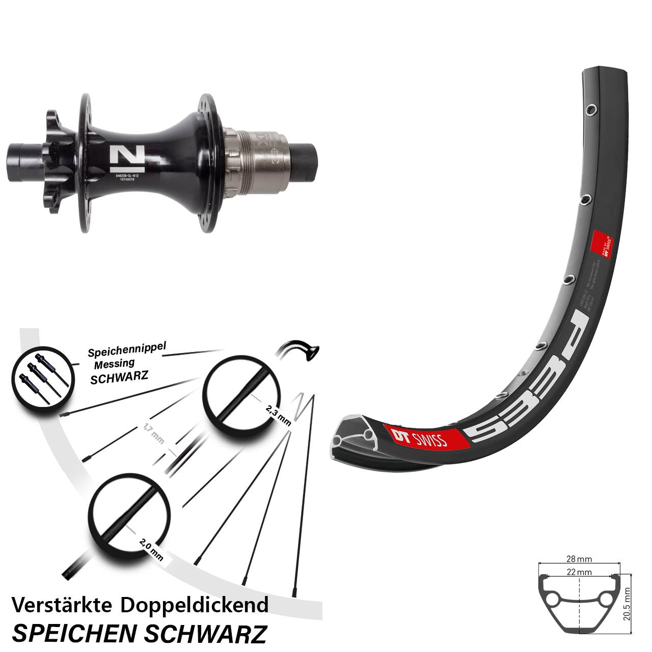 Boost Disc Laufrad 12x148 26 Zoll DT Swiss 533 D Novatec D462SB XD 11-12 fach