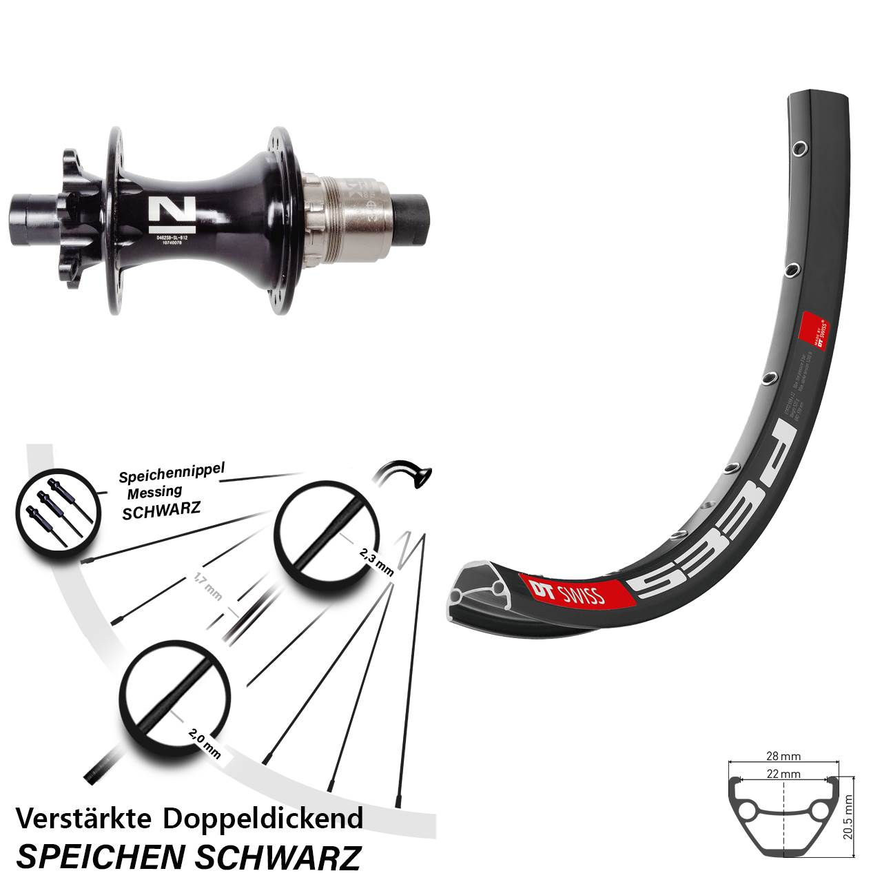 Boost Disc Laufrad 12x148 26 Zoll DT Swiss 533 D Novatec D462SB XD 11-12 fach