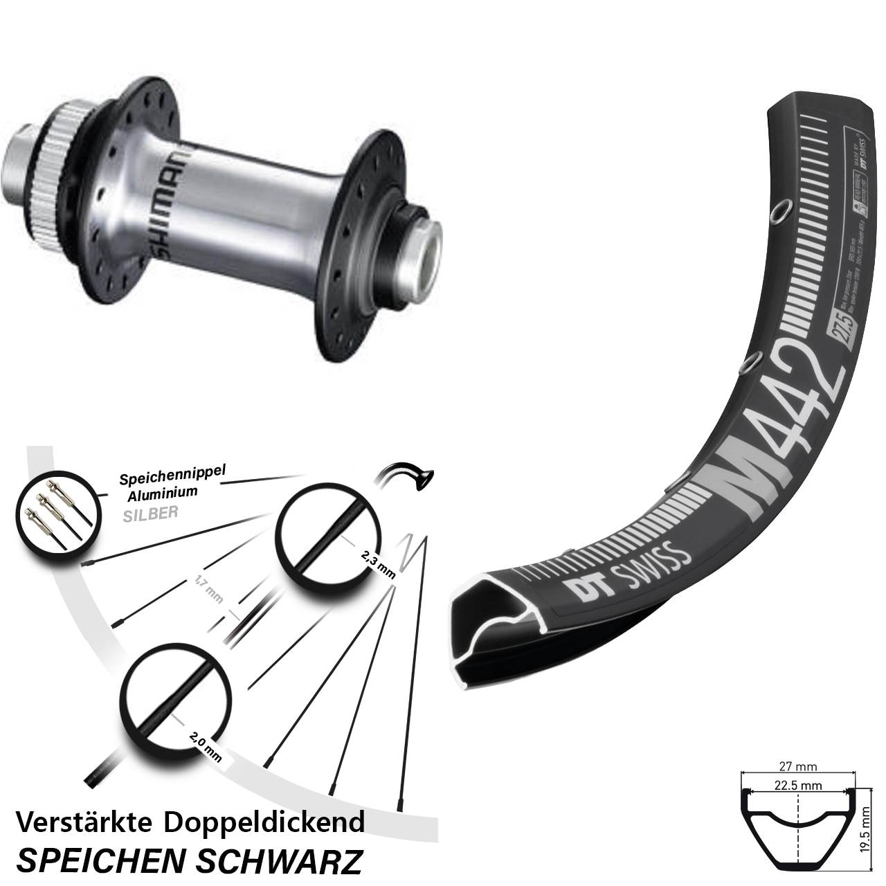 29 Zoll DT Swiss M442 Shimano RS770 Disc Vorderrad 12x100