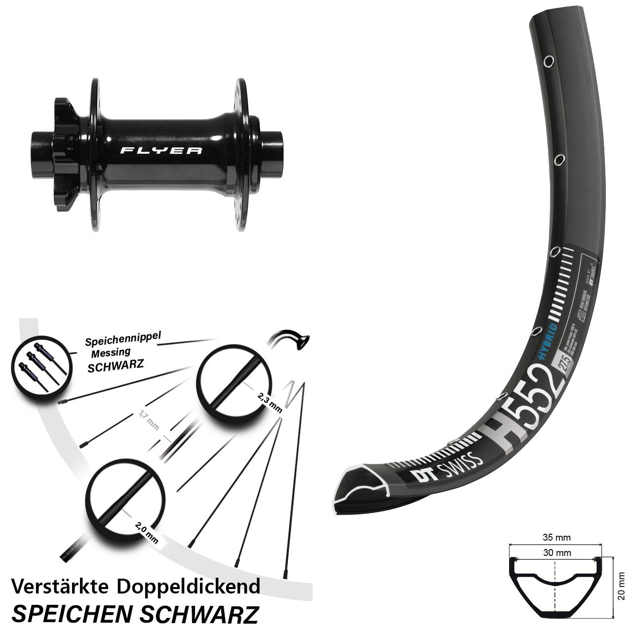 DT Swiss H552 Formula DC711 29 Zoll 6-Loch Vorderrad 15x110 Boost