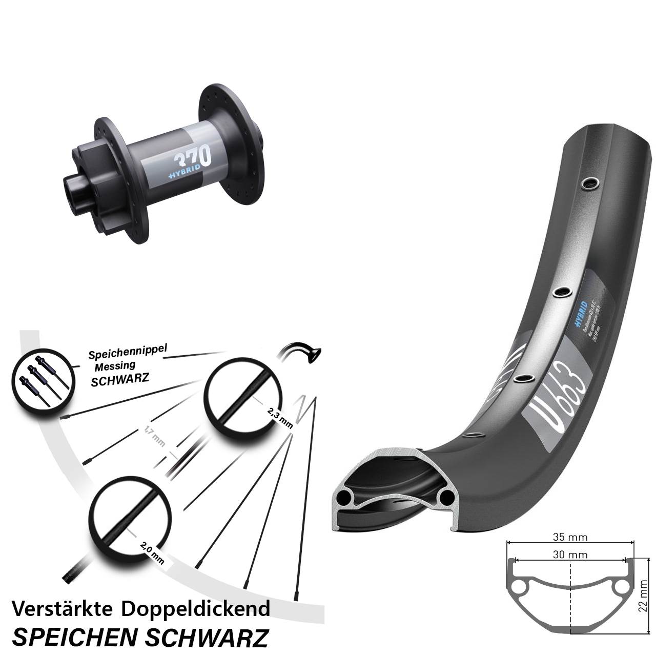 Boost 6-Loch 29 Zoll Laufrad 15x110 DT Swiss U 663-370 Hybrid