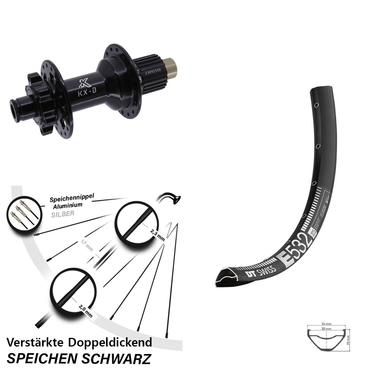 Boost Disc Hinterrad 12x148 29 Zoll DT Swiss E 532 KX-B Micro Spline